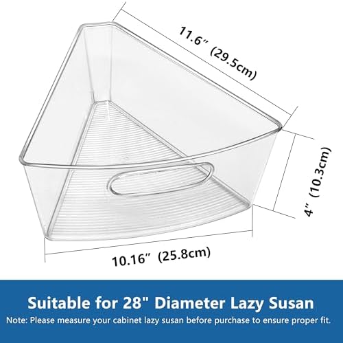 JOWBOOW Lazy Susan Organizer Bins for 28"-29" Diameter Corner Cabinet Lazy Susan, 6 Pack, Clear Plastic Cabinet and Pantry Storage Bin, 1/8 Wedge-Food Safe, BPA Free - Image 3