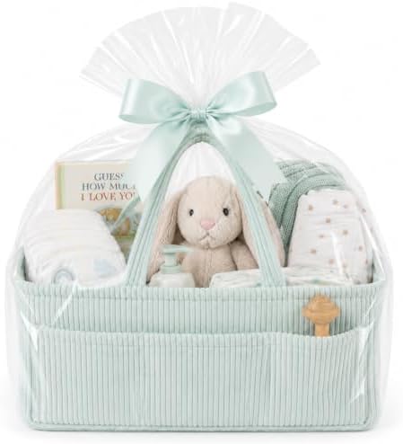 Diaper Caddy Organizer, Premium Mint Corduroy Nursery Storage Basket with Removable Dividers & Handles, Portable Organizer for Diapers, Essentials, Baby Registry & Shower Gift - Image 2