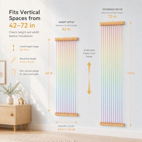 Stuffed Animal Storage Wood Soft Toy Organizer for Kids Room，Cute and Durable Wall or Door Mount Length Adjustable Hanging Stuffed Animal Toy Organizer Shelf for Nursery Play Room Rainbow -Patent - Image 2