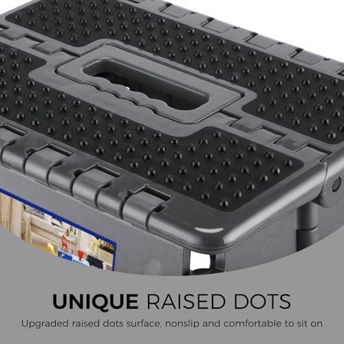 ACKO 13" Folding Step Stool, Non-Slip Surface for Adults & Kids, Dot Gray - Image 4