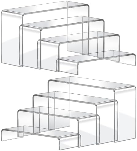 FUNFERY Acrylic Display Risers, 2 Set(7.8"L~8.2"L~8.6"L~9"L)Display Shelf by FUNFERY