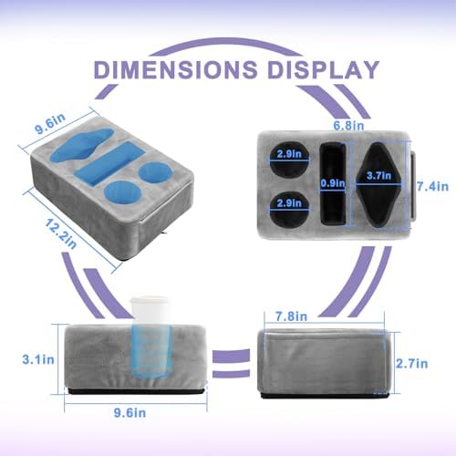 4 Hole Couch Cup Holder Tray, Cup Holder for Bed Suitable for Cup Holders on Sofas, beds, Camping, RVs, Cars, and Beaches.Gray - Image 2