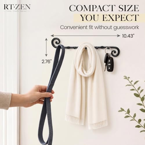 RTZEN Farmhouse Small Key Holder for Wall, Wrought Iron Wall Mount Rack - Image 2