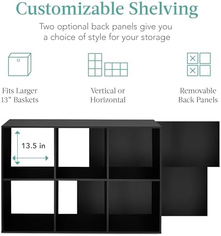 Best Choice Products 6-Cube Storage Organizer, 13.5in Shelf Opening, Bookcase, Display Shelf, Customizable w/ 3 Removable Back Panels – Black - Image 3