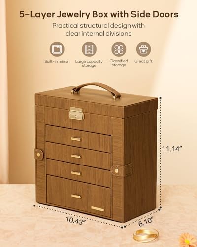 Homde Large Jewelry Box for Women: 5-Layer Organizer with Lock for Dresser - Image 2