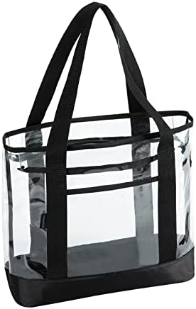 BORMELUN clear tote bag,Purse handle with zipper for work plastic transparent see through women by BORMELUN