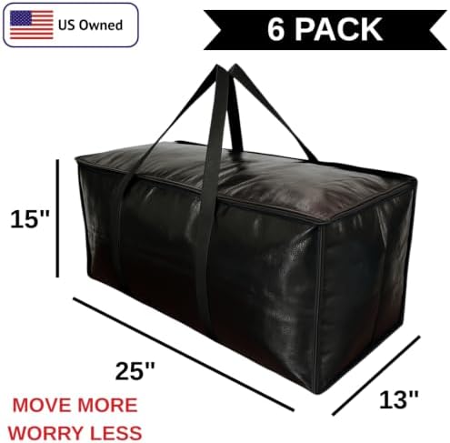 BAG-THAT! 6 - Pack Heavy Duty Large Moving Bags, with Strong Zipper and Comfortable Handles Durable & Sturdy Clothes packing Storage Bags Totes Bins Packing Moving Boxes College Supplies for moving. - Image 3
