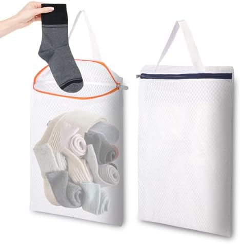 2-Pack Hanging Mesh Laundry Bags with Metal Hooks, 16x12 Inch by Unknown