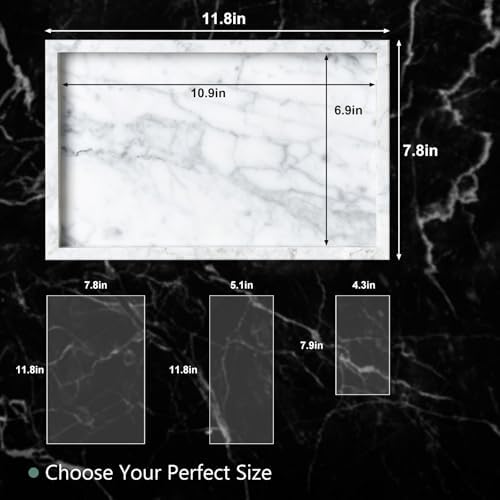 Natural Large Marble Vanity Tray, Stone Organizer for Bathroom & Kitchen - Image 2