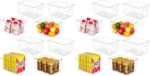 YIHONG 16 Pack Clear Pantry Organizer Bins,Plastic Storage Containers with Handle for Kitchen,Freezer,Cabinet,Closet,Bathroom Under Sink Organization by YIHONG