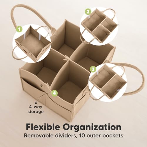 KeaBabies Baby Diaper Caddy Organizer with Handle, Portable (Taupe) - Image 4