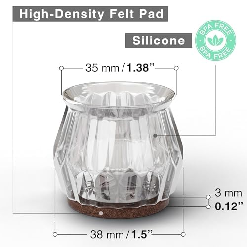 16 PCS Chair Leg Floor Protectors with Felt Pads X-Protector - 1.4" - 1.8" - Furniture Pads for Hardwood Floors - Clear Chair Pads - Floor Protectors for Chairs - Brown Chair Leg Covers! - Image 5