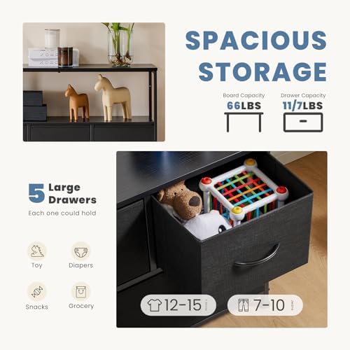 DUMOS TV Stand Dresser, Media Console with Storage Drawers, TV Table - Image 4