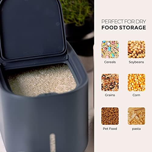 Zuutii Rice Storage Container, Dry Food Bin, Pet Dog Cat Dispenser, 6.9Qt Large Bin with Lid & Measuring Cup, Airtight Silicone Sealed Moisture Proof, for Grain Cereal Soybean Corn (DarkGray) (ZTFC) - Image 3