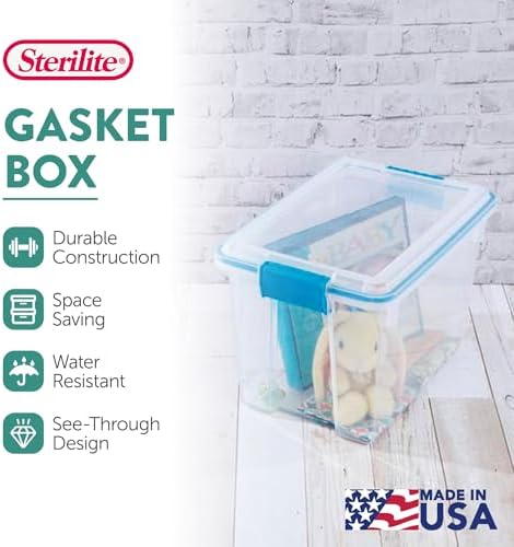 Sterilite Gasket Storage Box with Lids for Home & Office, 20 Quart, 24-Pack - Image 2