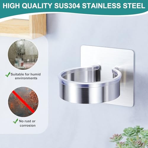 Hair Dryer Holder Wall Mount, Blow Dryer Holder Wall, Adhesive Hair Dryer Hanger, Blow Dryer Organizer, Hair Tools Organizer for Bathroom Salon Barber Shop Hotel (Silver) - Image 5