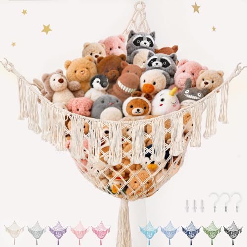 Lare Stuffed Animal Storage Hammock Corner Net - 45" W x 45" H(Cream) by PrimZootyDesign