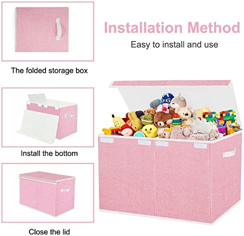 Pantryily Large Foldable Toy Storage Box with Lid,Plush Toy Organizer Chest - Image 6