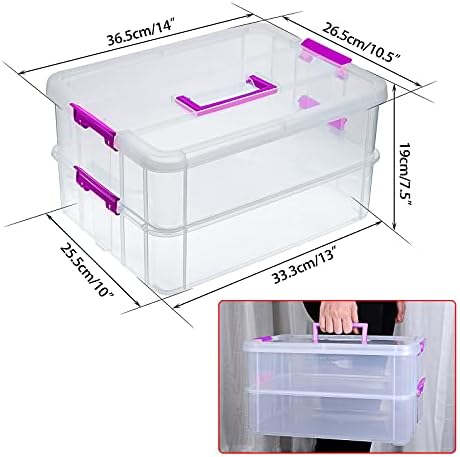 BTSKY 2 Layer Stack & Carry Box, Plastic Storage Container Box with Lid - Image 3