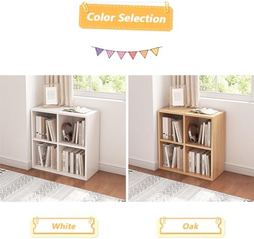 NELYE 4 Cube Organizer Bookcase White Open Shelf - Image 5