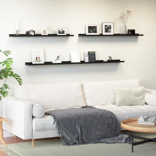 Boswillon Floating Shelves Set of 2, Long Wall Shelf with Lip, 48in, Black - Image 2