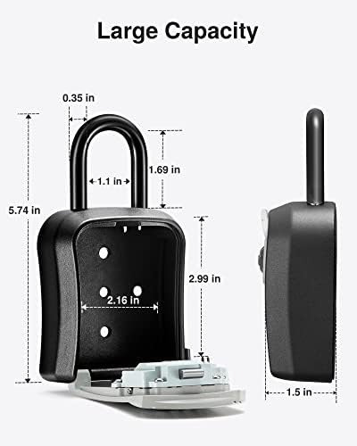 Puroma Key Lock Box Outdoor 4 Digit Code Combination Lockbox House, 2 Gray - Image 6
