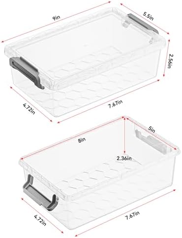 BiuLeon 4 Pack Extra Large Pencil Box, Plastic Pencil Case Organizer, Clear Crayon Box Marker Organizer, Stackable Craft Organizers and Storage for Pen, Craft, Art Supply(Green/Blue/Pink/Black) - Image 2