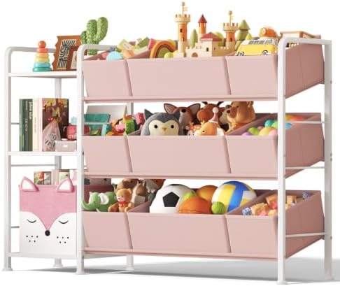 BBLIKE Kids Bookshelf and Toy Storage Organizer with 9 Removable Toy Bins by BBLIKE