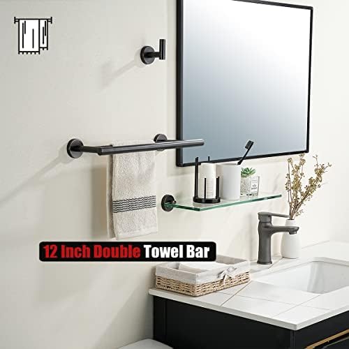 JQK Double Towel Bar Oil Rubbed Bronze, 15 Inch 304 Stainless Steel Thicken 0.8mm Towel Rack Holder for Bathroom Washcloths and Hand Towels, ORB Wall Mount, Useable Length 12 Inch, TB100L12-ORB - Image 5