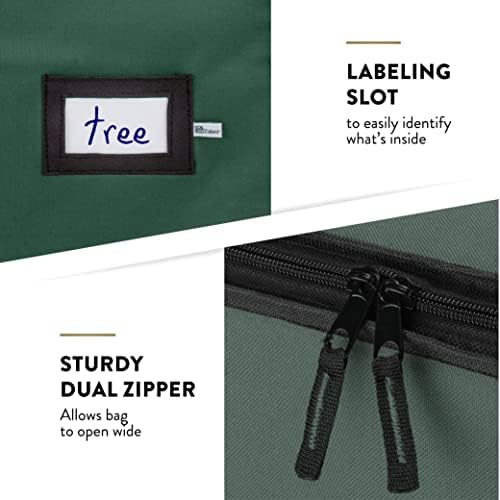 ZOBER 600D Oxford Fabric Christmas Tree Storage Bag - Fits 7.5 Ft Artificial Trees - Tear Proof Waterproof Christmas Tree Bag For Storage Box For Xmas - Strong, Durable Handles - Card Slot - Green - Image 5
