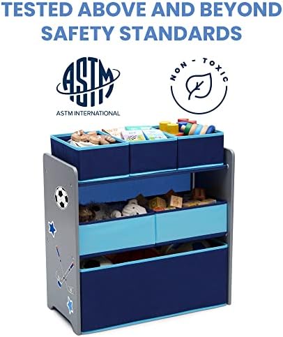 Delta Children Design and Store 6 Bin Toy Organizer, Grey/Blue - Image 5