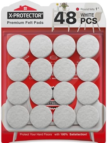 Felt Furniture Pads X-Protector - 48 PCS 1" - Premium Felt Pads (White) by X-Protector