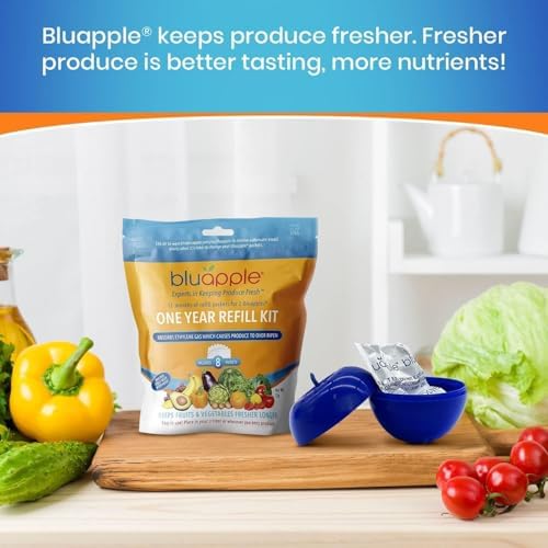 Bluapple Produce Saver Ethylene Gas Absorber - Fresh Fruit & Vegetable Storage, Food Savers for Refrigerator, 8 Packets (9g each), Each Packet Lasts 3 Months, Kitchen Must Haves, USA Made - Refill Kit - Image 5