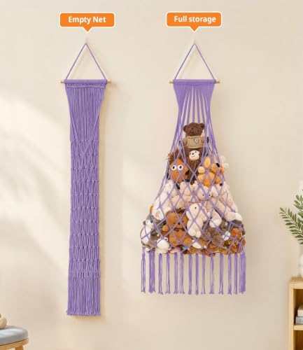 Stuffed animal net Hammock - Large 47'' H, Space-Saving (Purple) - Image 7