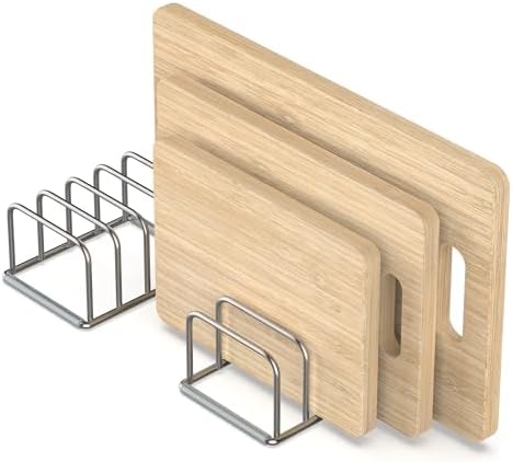 KORRTFID Cutting Board Holder, 2PSC Cutting Board Organizer Rack, 304 Stainless Steel Cookie Sheet Baking Pan and Tray Organizer for Kitchen Cabinet and Pantry Storage (1.0 Inch Width Slots) by KORRTFID