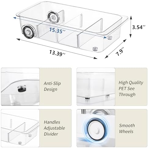 Roll-Out Refrigerator Organizers and Storage, 3 Pack Drawer Fridge Bins - Image 2