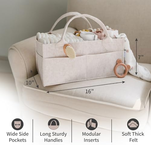 PUTSKA Baby Diaper Caddy Organizer, Felt Nursery Basket, Mocha, Extra Large - Image 2