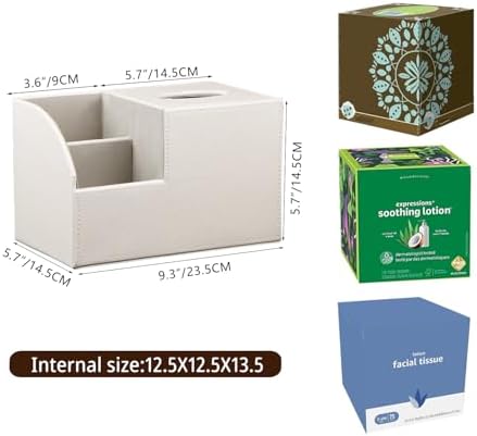 PU Leather Square Tissue Box Cover - Multi-Functional Tissue Box Holder - Image 3