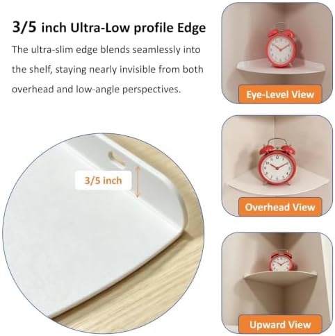 Small Tiny Metal Floating Corner Shelves, 7 x 7 x 0.6 Inches，1pcs, White - Image 4