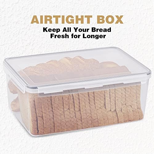 Tiawudi 2 Pack Large Bread Box for Kitchen Countertop, Airtight Bread Storage Container for Homemade Bread and Bakery Loaf, Plastic Bread Keeper, 11.6 Qt / 11L Each - Image 4