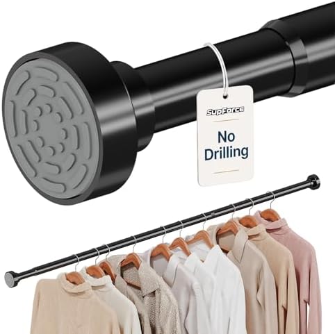 2 Pack Closet Rod, No Drill Closet Rods for Hanging Clothes, 17-69in, Black by Supforce