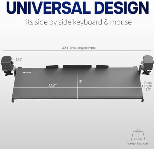 VIVO Black Extra Large Clamp-on 34 x 11 in Keyboard Tray, MOUNT-KB15EB - Image 3