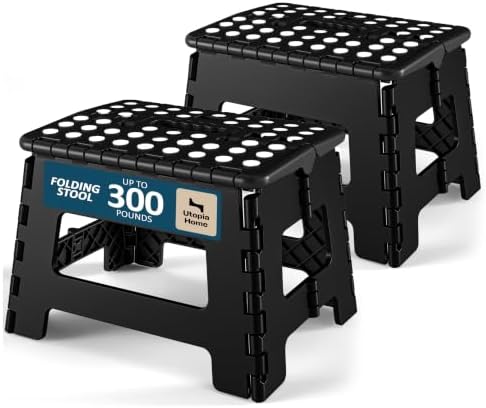 Utopia Home Folding Step Stool 9 Inch, Anti-Slip, Black, 2-Pack by UTOPIAHOME