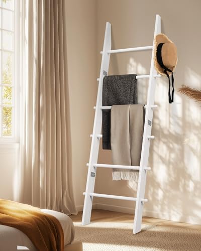TEAKMAMA 6-Tier 5.4ft Blanket Ladder with Hanging Knobs White - Image 2