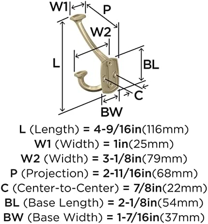 Amerock Vicinity Triple Prong Golden Champagne Wall-Mounted Hook - Image 4
