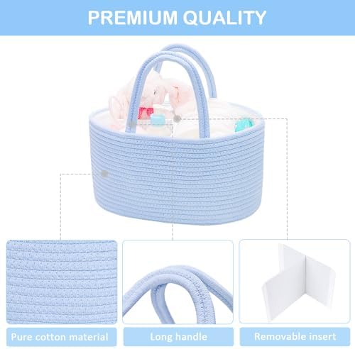 ABenkle Baby Diaper Caddy Organizer, Cotton Rope Nursery Storage Basket - Image 4