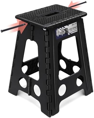 Delxo 17.5 Inch Folding Step Stool,Foldable Step Stool for Adults Black Dot by Delxo