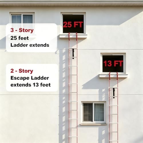 Hausse Retractable 3 Story Fire Escape Ladder, 25 Feet - Image 3