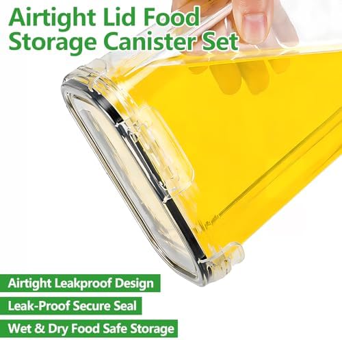 4pcs 4L Airtight Plastic Canisters, Kitchen Pantry Dry Food Storage - Image 4