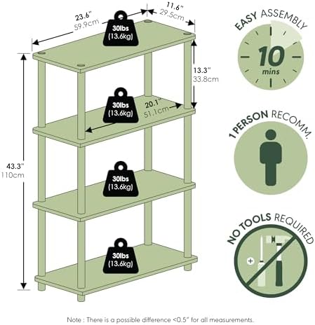 Furinno Turn-N-Tube Toolless 4-Tier Storage Shelves, Beech - Image 3